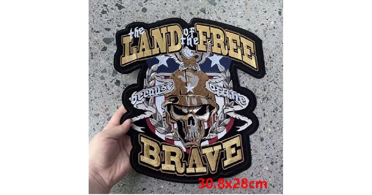 Large Land Free Brave Skull Patch